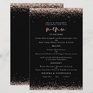 Budget Rose Gold Glitzer Hochzeit Black Menu