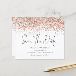 Budget Rose Gold Glitzer Hochzeit speichern Datum