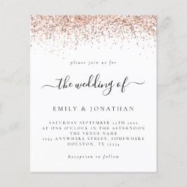 Budget Rose Gold Glitzer Hochzeit Weiße Einladung