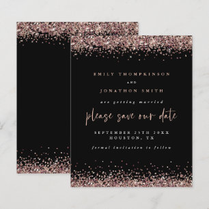 Budget Rose Gold Glitzer Hochzeitstag Schwarz Rett