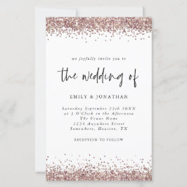 Budget Rose Gold Glitzer Hochzeitsweiße Einladung