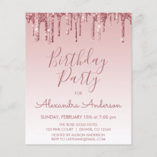 Budget Rose Gold Glitzer jedes Alter Geburtstag