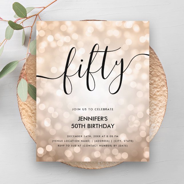 BUDGET Rose Gold Glitzer Lights 50. Geburtstag (BUDGET Rose Gold Glitter Lights 50th Birthday )