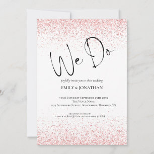 Budget Rose Gold Glitzer machen wir QR Hochzeit Einladung