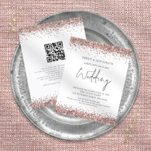 Budget Rose Gold Glitzer QR Code Einladung