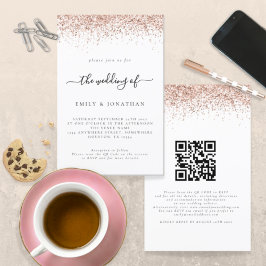 Budget Rose Gold Glitzer QR Code Einladung