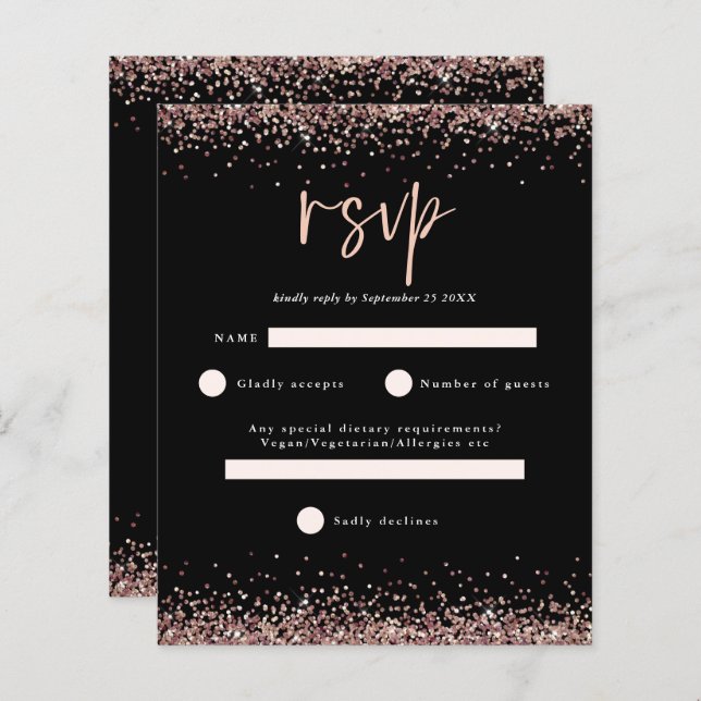 Budget Rose Gold Glitzer Script Black UAWG (Vorne/Hinten)
