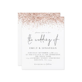 Budget Rose Gold Glitzer Script Einladung
