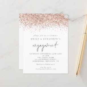 Budget Rose Gold Glitzer Script Verlobung einladen