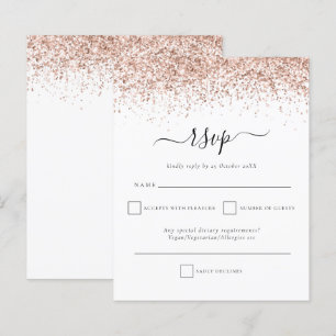 Budget Rose Gold Glitzer Skript Hochzeit RSVP