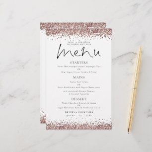 Budget Rose Gold Glitzer Skript Hochzeitmenü