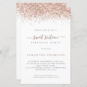 Budget Rose Gold Glitzer Sweet 16 Geburtstag Einla