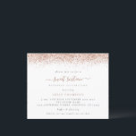 Budget Rose Gold Glitzer Sweet 16 Party Einladunge<br><div class="desc">Budget Rose Gold Glitzer Sweet 16 Party Einladungen. Ein Preis SMALLER 4, 5" x 5, 6" Alternative. Erhältlich in einem SEMI GLOSS 110lb CARD STOCK, der die Standardoption ist (empfohlen für Einladungen, ähnlich der Dicke einer Postkarte), ODER einem SATIN FINISH 80 lb THINNER PAPER STOCK (ideal für Gehäuse). Ein Rand...</div>