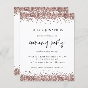 BUDGET Rose Gold Glitzer Wedding Abend Einladung