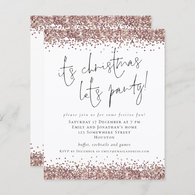 Budget Rose Gold Glitzer Weihnachten Lasse Party (Vorne/Hinten)
