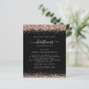 Budget Rose Gold Glitzer Weihnachtsschwarz Einladu