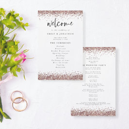 Budget Rose Gold Glitzer White Wedding Programm