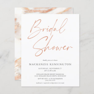 BUDGET Rose Gold Marble Bridal Dusche Einladung
