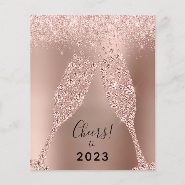 Budget Rose Gold Metallic 2022 Neujahrskarte (Vorderseite)