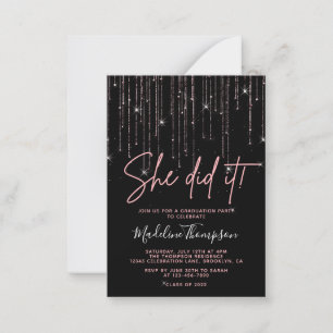 Budget Rose Gold Sie tat es Abschluss Einladung