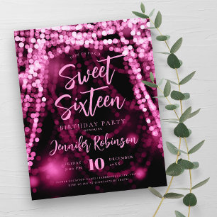 Budget Rose Gold String Lights Sweet 16 Einladung Flyer