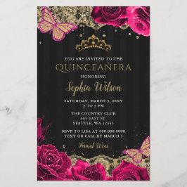 Budget Roses Black Quinceañera Einladung
