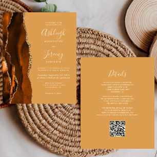 Budget-Rost-Honig-Gold-QR-Code-Hochzeits-Einladung