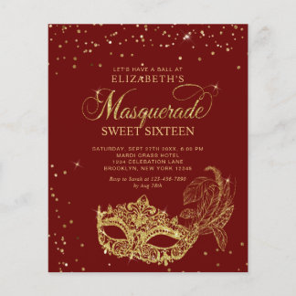 BUDGET Rot Gold Foto-Maskenball Sweet 16