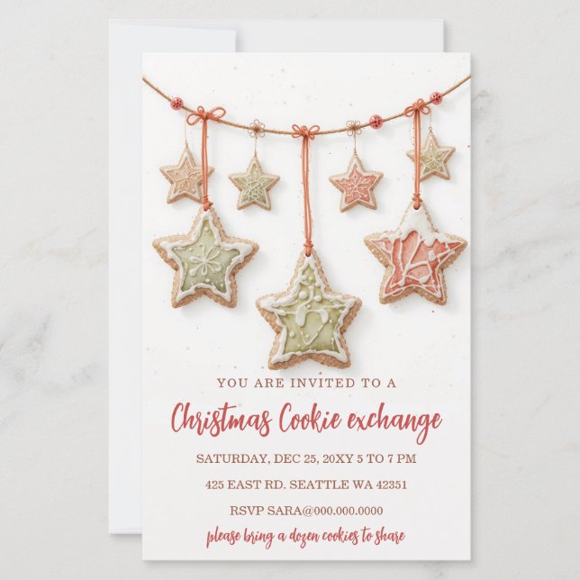 Budget Rot Grünes Cookie-Austausch-Weihnachtsfeier (Vorderseite)