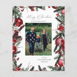 Budget Rote Ornamente & Pine Frohe Weihnachten Fot Flyer