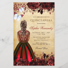 Budget Rote Prinzessin Quinceañera Einladung