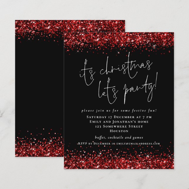 Budget Roter Glitzer Seine Weihnachten Lasse Party (Vorne/Hinten)