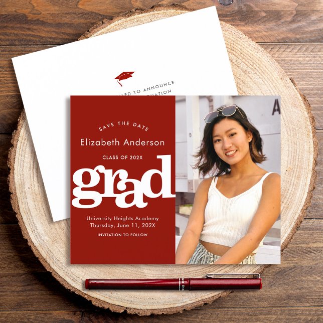 Budget Rotes Foto Retten Datum Abschluss Einladung (Von Creator hochgeladen)