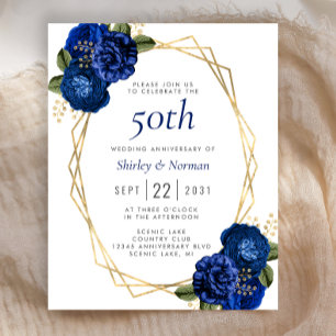 Budget Royal Blau Floral Gold Geo 50. Jubiläum