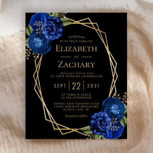 Budget Royal Blau Floral Gold Schwarz Hochzeit