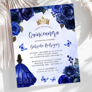Budget Royal Blau Floral Prinzessin Quinceañera