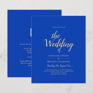 Budget Royal Blau Monochromes Hochzeits-EINLADUNG