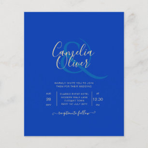 Budget Royal Blau Monochromes Hochzeits-EINLADUNG Flyer