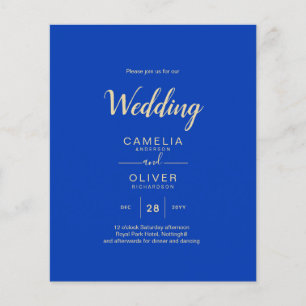 Budget Royal Blau Monochromes Hochzeitseinladung Flyer