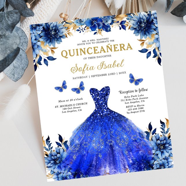 Budget Royal Blue Bilingual Spanish Quinceanera (Von Creator hochgeladen)