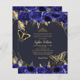Budget Royal Blue Butterfly Quinceañera Einladung