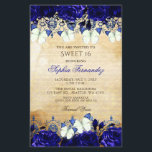Budget Royal Blue Butterfly Sweet 16 Einladung<br><div class="desc">Budget Vintag Elegant Royal Blue Floral Butterflies Sweet 16 Einladung</div>