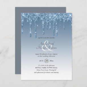 Budget Royal Blue Glitzer Dripping WEDING INVITE Postkarte