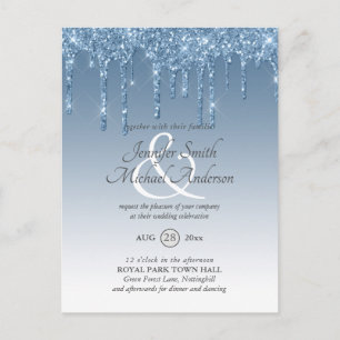 Budget Royal Blue Glitzer Dripping WEDING INVITE Postkarte