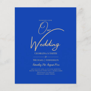 Budget Royal Blue Monochrome Wedding INVITE Flyer
