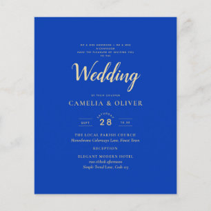 Budget Royal Blue Monochrome Wedding INVITE Flyer