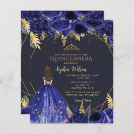 Budget Royal Blue Princess Quinceañera Einladung