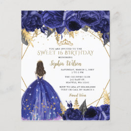 Budget Royal Blue Princess Sweet 16 Einladung