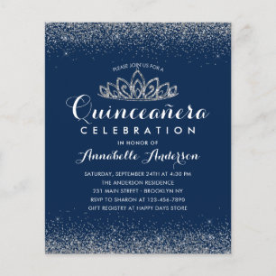 Budget Royal Blue Quinceañera Silver Tiara Einladu