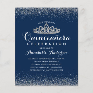 Budget Royal Blue Quinceañera Silver Tiara Einladu